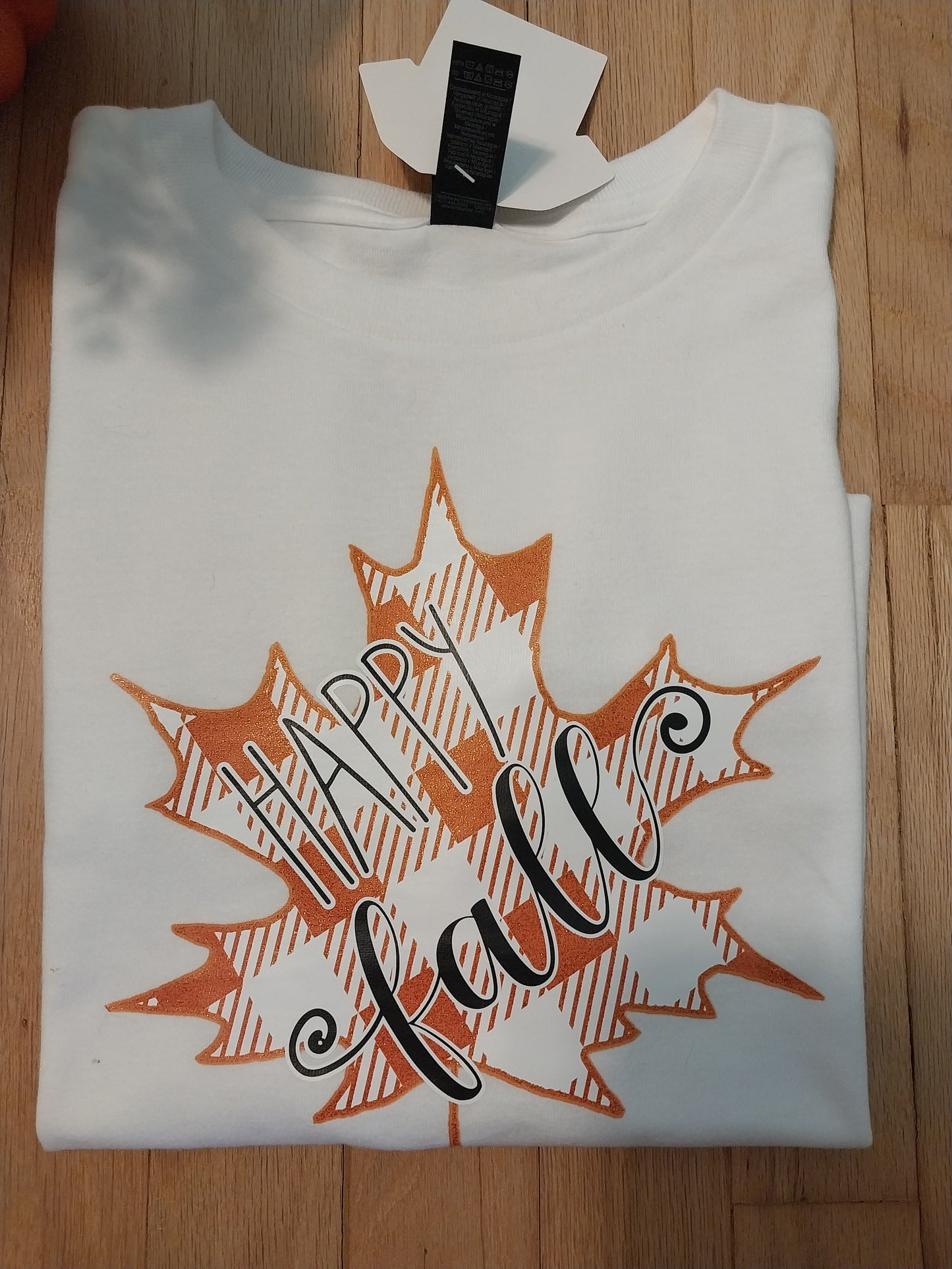 Happy Fall Leaf Youth Size Large T shirt