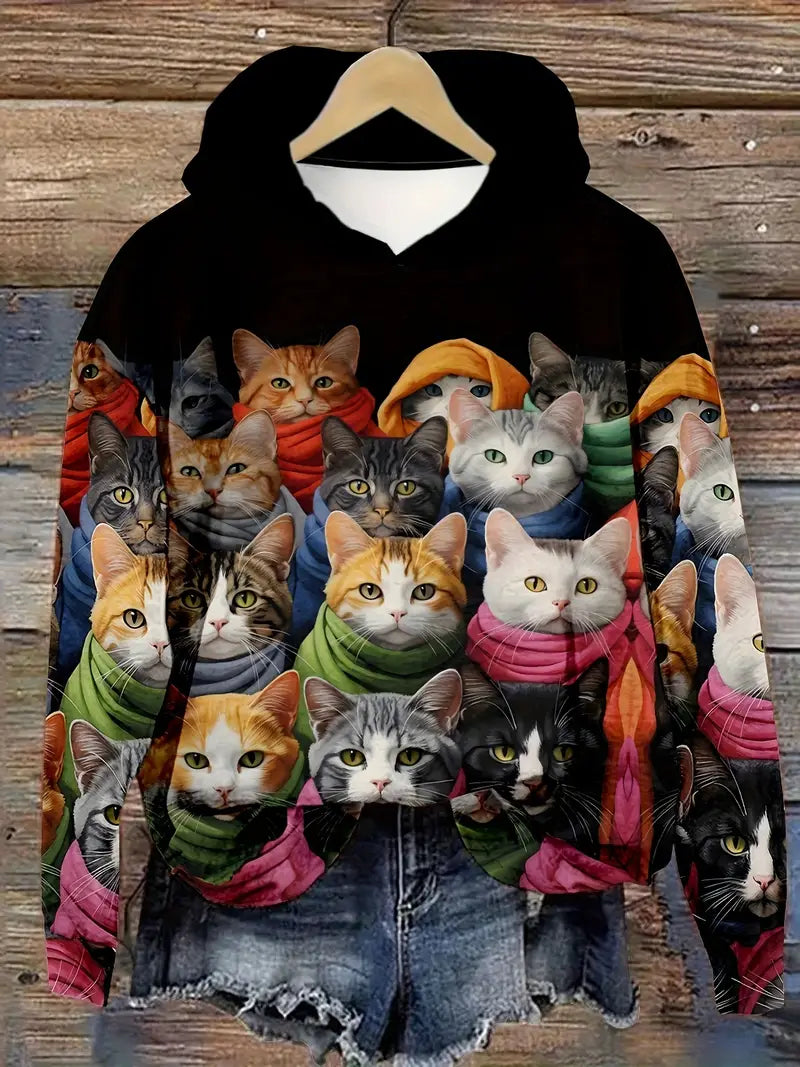 Unisex Size Large Cats Hoodie Cat Collection Sweatshirt