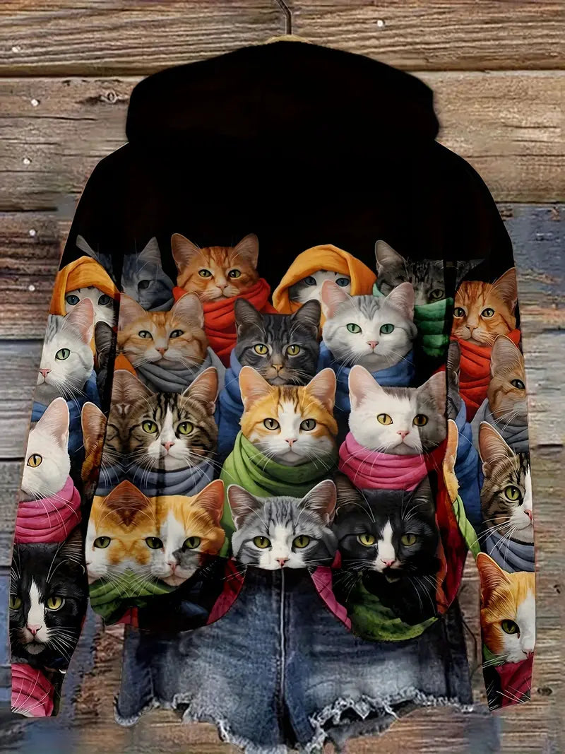 Unisex Size Large Cats Hoodie Cat Collection Sweatshirt