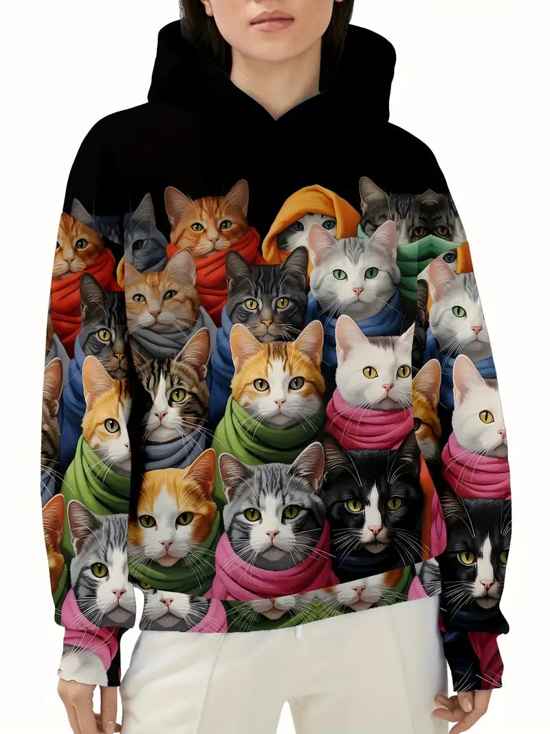 Unisex Size Large Cats Hoodie Cat Collection Sweatshirt