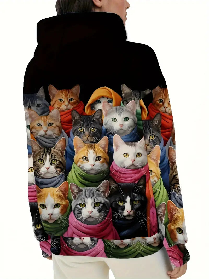 Unisex Size Large Cats Hoodie Cat Collection Sweatshirt